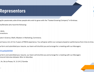 Sales Represents / Sales Promoters